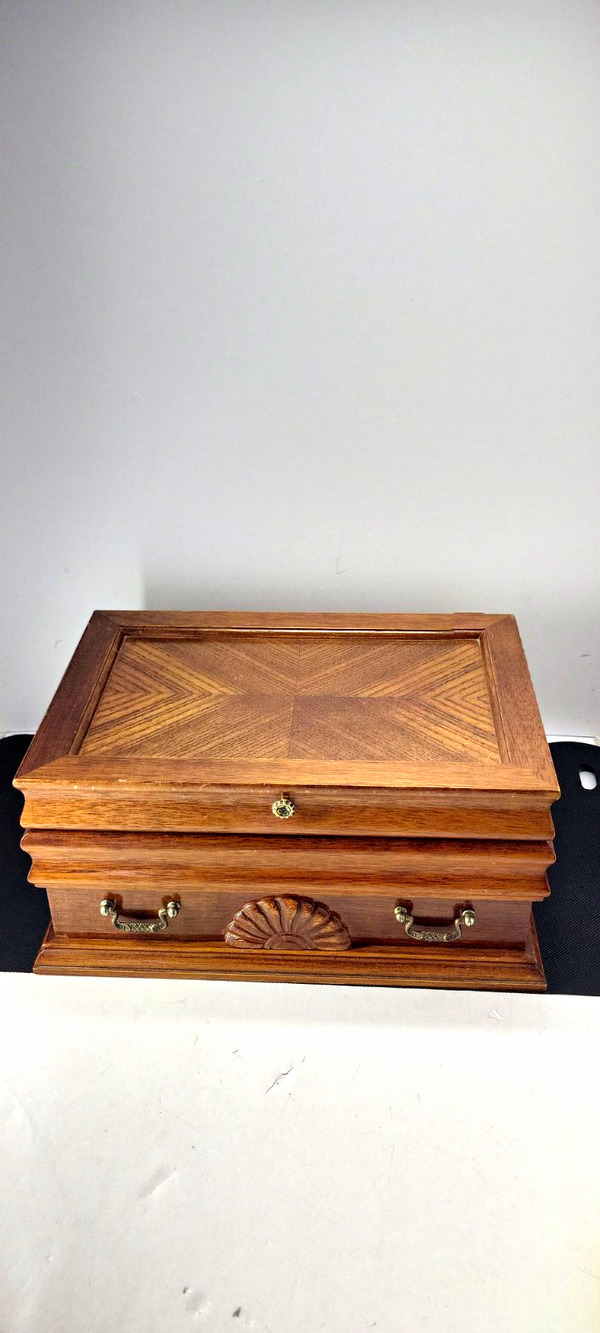 Vintage Rosalco Commodore Collection Wood Jewelry Box Large m Compartment